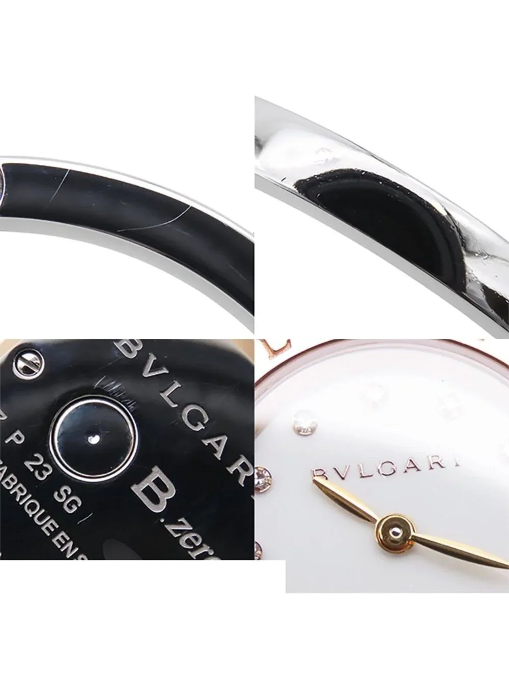 Bvlgari B.Zero1 12 S White SS 18K Pink Gold Diamond Bangle Watch